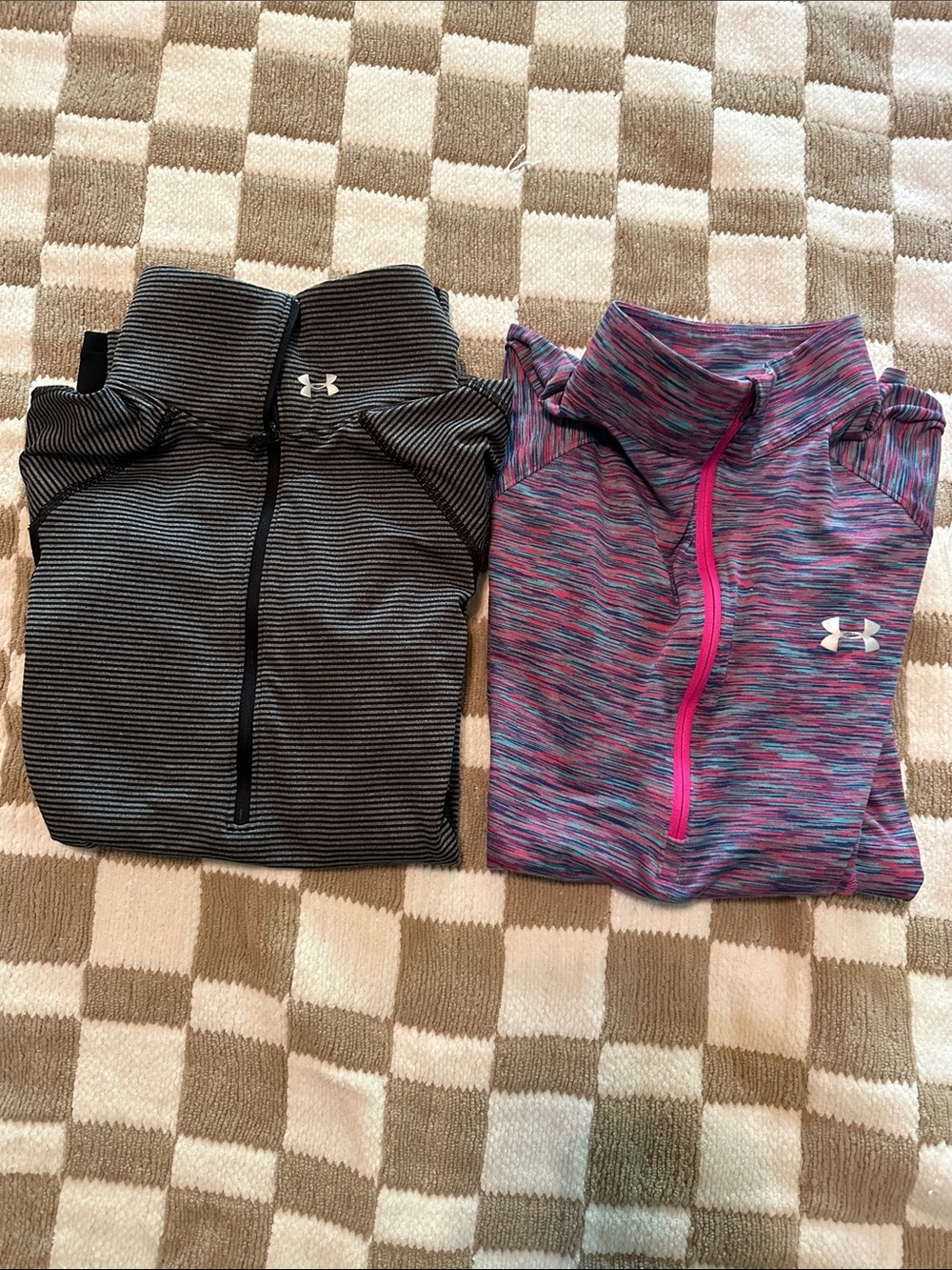 Under Armour Women's Quarter-Zip Pullovers - Black Stripe & Purple Multicolor